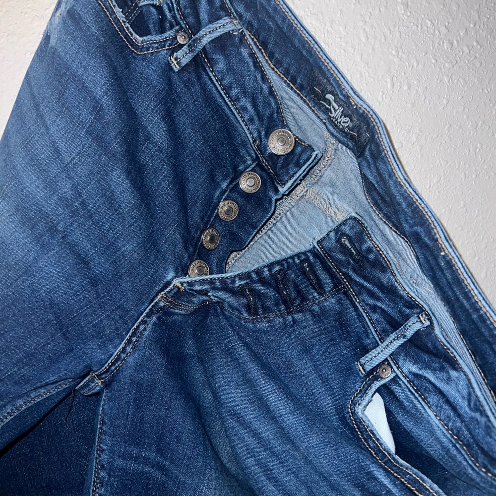 Silver skinny cropped jean - rips came with them when I bought the jeans!
